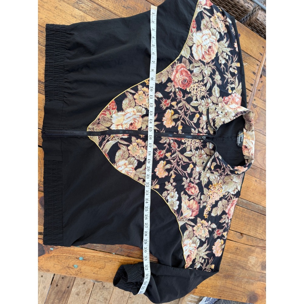 Vintage Floral Windbreaker Jacket Womens Oversized Boho Prairie Cottagecore - Picture 3 of 8